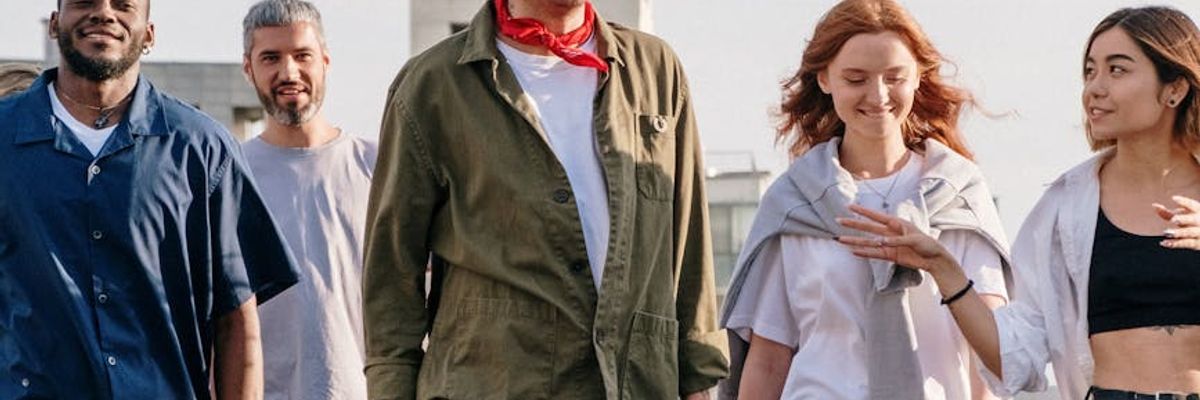 Diverse group of people feeling energetic and balanced